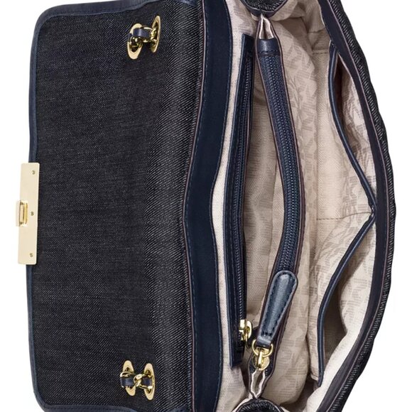 Quilted Denim Michael Kors Sloan Large Chain Shoulder Bag - Picture 2 of 10